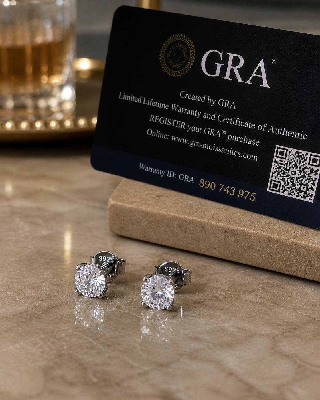 GRA certificate for 4mm Earring Stud
